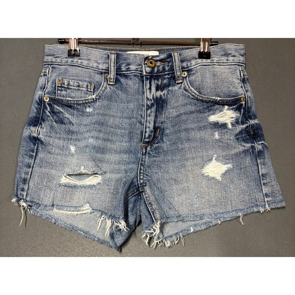 Pistola Women’s Distressed Denim Cutoff Shorts Raw Hem Mid Rise 25